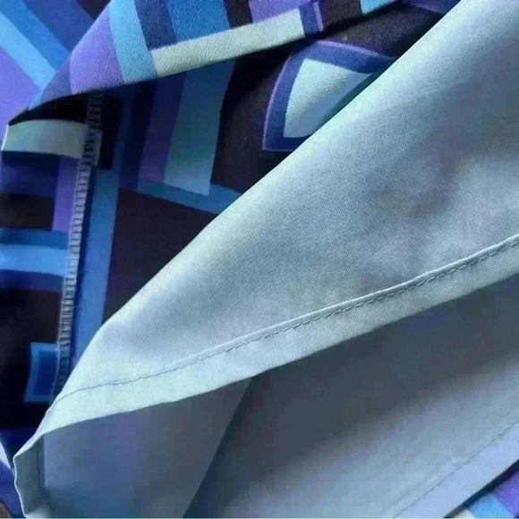 Vintage Allure 90s Blue Purple Geometric Square Abstract Sleeveless Dress 8 - Picture 12 of 17